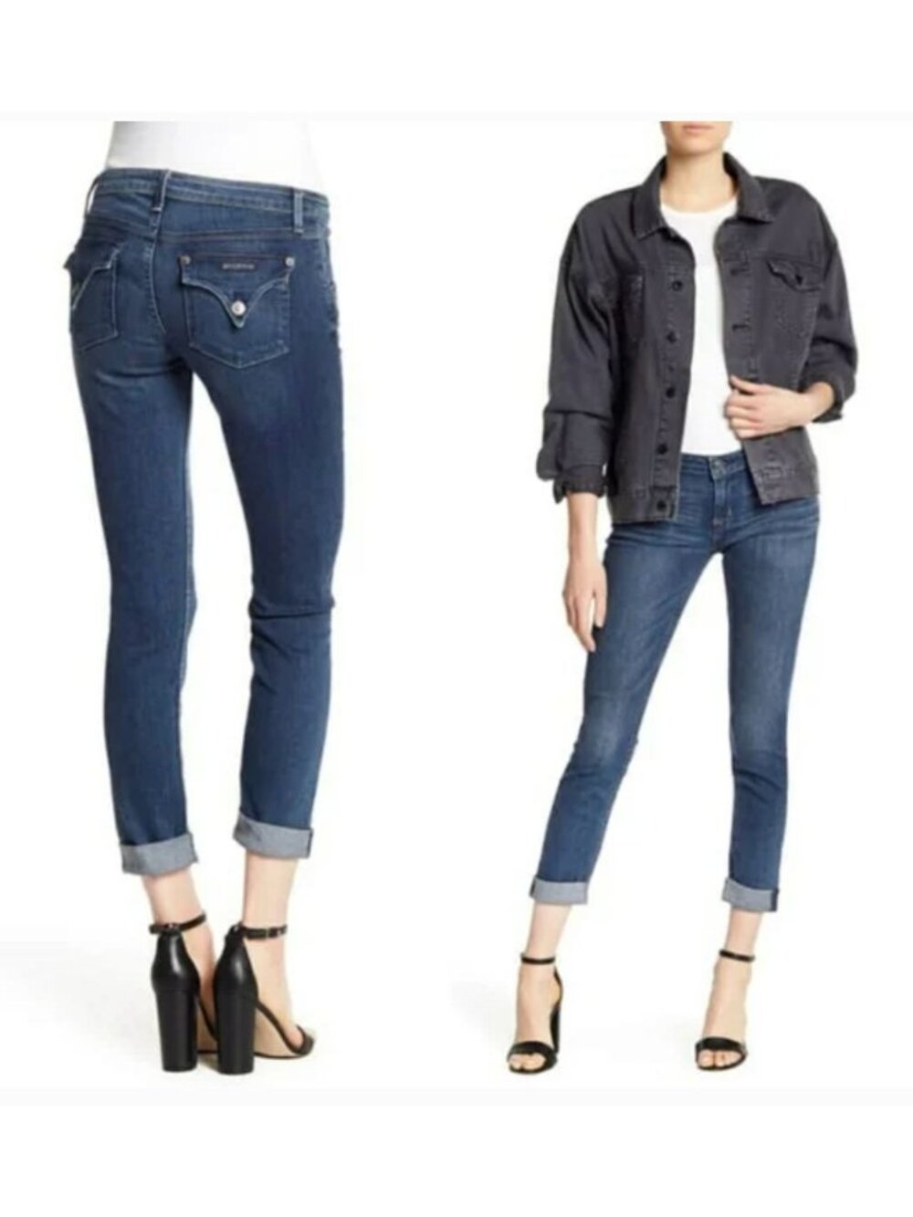 Size 27 Hudson‎ Bacara Crop Straight Cuffed Jeans Capri Denim Ankle Stretch